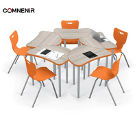 Bureau de lecture d'étude scolaire en métal professionnel moderne Table de classe d'activité triangulaire collaborative peu encombrante pour centre commercial