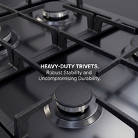 Cuisinière à gaz, plaque de cuisson électrique encastrable à quatre brûleurs en acier inoxydable, design double bordure pour comptoir, allumage électronique, multi-brûleurs