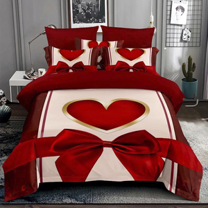 Digital Love Heart Impression Housse de couette Brossé Microfibre Draps de <span class=keywords><strong>lit</strong></span> chauds Draps roses Flamingo 3D Ensembles de literie - Product Image 3
