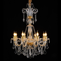 Lustre classique en cristal doré, luminaire décoratif suspendu pour la décoration de salle de mariage ou de villa