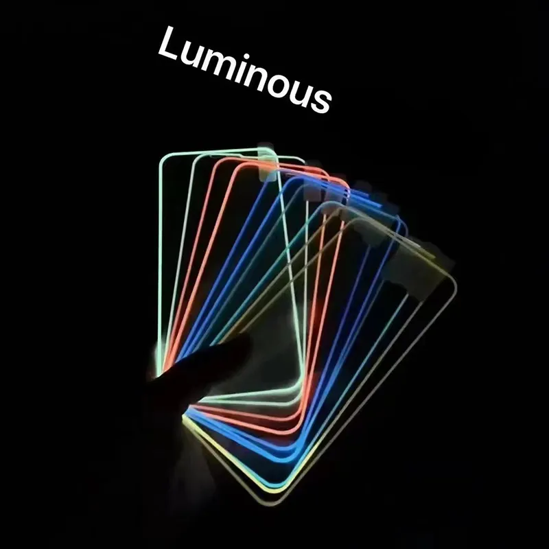 HD Luminous Glow in the Dark Tempered Glass Camera Phone Screen Protector For Samsung HUAWEI iPhone 14 13 12 11 Pro Max