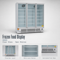 Congélateur vertical commercial robuste à 1/2/3 portes vitrées pour supermarché, grande capacité, vitrine de congélation verticale avec étagères