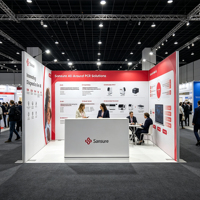Stand d'exposition en tissu tendu en aluminium 10x10 facile à monter, personnalisé pour les salons professionnels