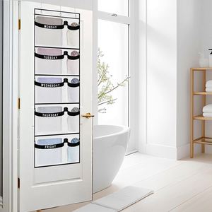 Organisateur de vêtements à suspendre sur la porte, pour l'organisation hebdomadaire des vêtements d'enfants, du lundi au vendredi, par jour de la semaine, pour l'école - Product Image 3
