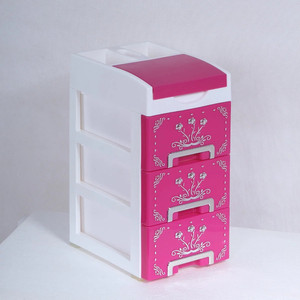 Caja de almacenamiento de escritorio con tres cajones, soporte para joyas, organizador de gabinetes, excelente - Product Image 1