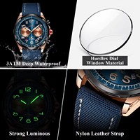 POEDAGAR Nouvelle Montre de Luxe pour Homme, Étanche, Lumineuse, avec Calendrier, Sportive, à Quartz, en Nylon et Cuir, Modèle 862