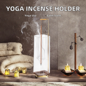 Support d'encens religieux en verre pour yoga, méditation et spa, avec insert pour graines parfumées, autocollant décoratif aromatique pour la maison, pack d'aromathérapie - Product Image 1