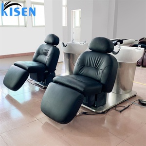 Chaise de lavage électrique de haute qualité pour salon de coiffure Kisen, avec lit de lavage rotatif et fonction massage - Product Image 2