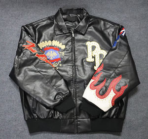 رداء بيسبول بكتف متدلية جاكيت مطرز بشعار هيب هوب جاكيت جلد صناعي جاكيت رجالي جاكيت للرجال - Product Image 3