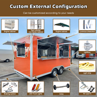 JINLIJING Chariot à pizza BBQ de 14 pieds de haute qualité Camion de jus de fruits Café Crème glacée Bus Bar mobile Remorques de restauration rapide Entièrement équipé