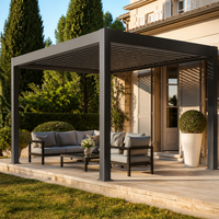 Gazebo extérieur en aluminium Jiake avec lames bioclimatiques télécommandées, pavillon imperméable pour usage commercial dans les jardins et les terrasses