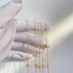 Новое поступление, простые ювелирные изделия из золота 14 карат, однотонные желтые золотые лабораторные бриллиантовые браслеты для девочки