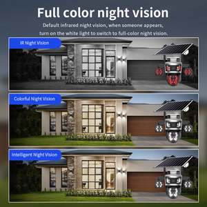 Caméra de sécurité réseau solaire V380Pro 4 objectifs 4 écrans 8MP pour extérieur, étanche IP66, audio bidirectionnel, vision nocturne, Wifi 4G PTZ - Product Image 2