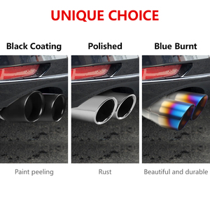 Silenciador de tubo de escape para coche, punta de escape quemada azul de entrada de 2,5 pulgadas, doble salida, personalización de la dimensión, ajuste del 2015 - Product Image 6