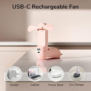 Portable <b>Mini</b> 3-in-1 Hand Fan USB Rechargeable Power Bank Small Pocket Size Customizable Logo Handmade Luxury Unique for - Product Image 5