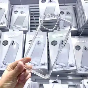 Casing ponsel Samsung S24 S23, sarung HP tahan jatuh transparan bening ruang penutup belakang untuk iPhone 15 14 13 12 11 Pro Max