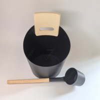 Ensemble seau et louche de sauna en aluminium noir, accessoires de sauna pour tout type de baril ou sauna traditionnel