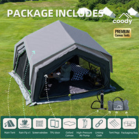 Tente gonflable Coody Hub Station Air - Gris, luxe, pour camping familial, 3-5 personnes, quatre saisons, camping en plein air, tente gonflable portable unique