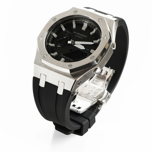 GA-2100 5th รุ่นสำหรับ <span class=keywords><strong>G</strong></span> <span class=keywords><strong>SHOCK</strong></span> Watch ตัวเรือนสแตนเลสสายซิลิโคนฝาโลหะและสายรัดยางรุ่นปรับปรุง - Product Image 6