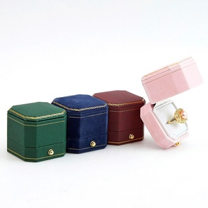 Custom European Octagonal Gold Border Buckle Jewelry Packaging Edge Ring Box <b>Storage</b> Jewelry <b>Boxes</b> - Product Image 5