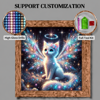 SONGWOOART Kits de Peinture Diamant Complète pour Adultes, Motif Chat Ange Animal, Décoration Intérieure Personnalisée