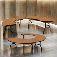 Table à manger pliante polyvalente en forme de S pour événements en plein air pour restaurants hôtels écoles mariages fabriqués à partir de contreplaqué durable