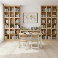 Meubles de classe stables, modernes et durables avec structure en acier, bureau d'enseignant écologique, chaises d'étude pour étudiants, plateau de table en bois réglable