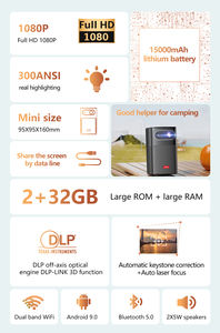 Projecteur <span class=keywords><strong>Android</strong></span> intelligent DLP WiFi 6 BT Home Cinéma Natif 1080P 4K-Laser 3D 5G avec batterie 15000mAh - Product Image 2