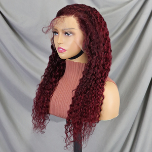 200% Human Hair <b>Wigs</b> #99J Water Wave <b>Lace</b> Front <b>Wigs</b> Long 13x4 Transparent <b>Lace</b> Frontal Hair <b>Wig</b> - Product Image 1