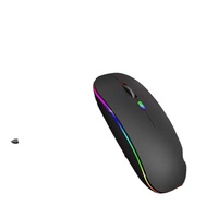 Mouse nirkabel dual-mode BT, komputer, laptop, kantor, bercahaya, dapat diisi ulang, mouse nirkabel senyap