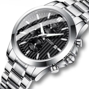 Montre à quartz pour homme de luxe OEM ODM en acier inoxydable doré avec chronographe, fenêtre de calendrier, étanche 30M, lumineuse, style business décontracté - Product Image 4