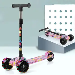 Gran oferta, monopatín de altura ajustable de 3 ruedas, patineta plegable para niños, patineta eléctrica con pie para niñas y niños