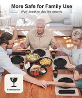 Ensemble de 24 assiettes et bols incassables pour 6 personnes, service de vaisselle noir pour camping, camping-car et appartement