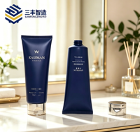 Tubo Exprimible de PE Color Azul Marino Mate Personalizado con Tapa Electrochapada Abatible para Limpiador Facial Reafirmante