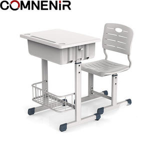 Bureau et chaise d'école en plastique réglables en hauteur modernes, meubles de bureau d'école pour élèves du primaire - Product Image 1