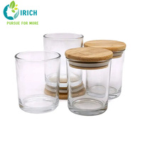 Pot à bougie en verre borosilicate givré transparent de 10 oz avec couvercle en bois, couleur personnalisée, logo imprimé en sérigraphie sur la surface