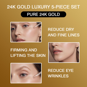 Kit Facial para <span class=keywords><strong>Mujer</strong></span>, Hidratante Facial, Dorado, Iluminador, Blanqueador, Set de Cuidado de la Piel, Logotipo Personalizado, Set de Cuidado de la Piel Antienvejecimiento con Oro de 24k (nuevo) - Product Image 3