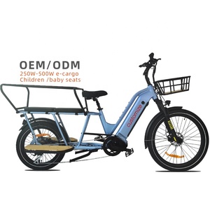 Vélo cargo électrique QUEENE Family à double batterie, moteur Bafang à longue portée, pneus larges, 500W 250W, vélos électriques EU, vélo électrique à pneus larges - Product Image 1