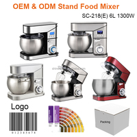 Mélangeur de cuisine multifonction en acier inoxydable 6L Mélangeur de pâte 3 en 1 Mélangeur électrique sur pied avec affichage numérique