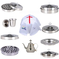 Ensemble de remplissage de coupelles de communion pour églises, en acier inoxydable argenté, avec 40 coupelles et couvercle, 1 plateau de communion avec couvercle