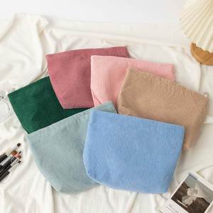 <b>Small</b> Lightweight Fashion Corduroy Women's Cosmetic Bag Set with Zipper Closure for Travel Makeup Storage - Product Image 2