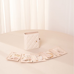 Custom Logo New Arrival A5 Travel Button Premium Leather Loose-Leaf Foldable Jewelry Storage Book <b>Clear</b> Velvet Pouch Ele Queen - Product Image 3