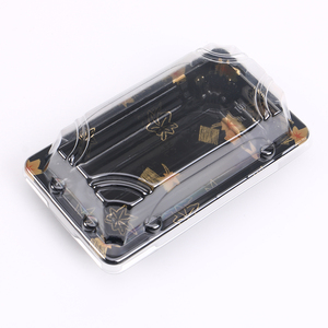 Black/ Printed PET Plastic Sushi takeaway Box Sushi Packaging Boxes with Clear Lids
