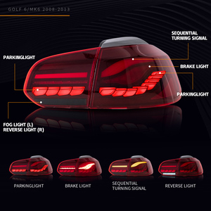 Feu arrière pour Volkswagen MK6 2013 — 2018, ensemble de phare LED <span class=keywords><strong>antibrouillard</strong></span> DRL pour VW <span class=keywords><strong>Golf</strong></span> <span class=keywords><strong>6</strong></span> - Product Image 4