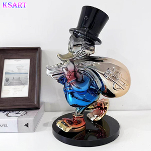 Sculpture de canard porte-monnaie créative et colorée, peinte à la main, pour la décoration de bureau, artisanat en résine pour la maison et le salon - Product Image 2