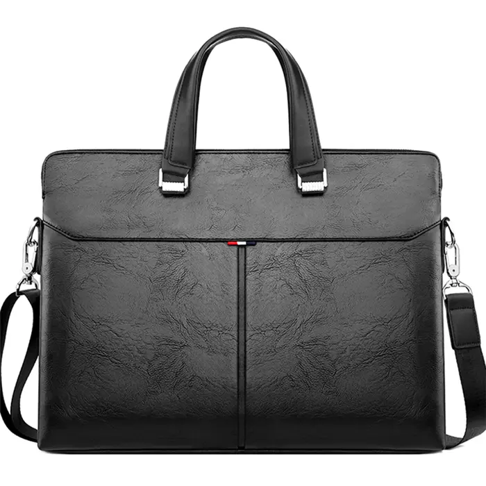 VICUNA POLO özel marka yeni erkek çantası toptan moda siyah çanta 15.6 ''evrak çantası PU deri ofis çantası