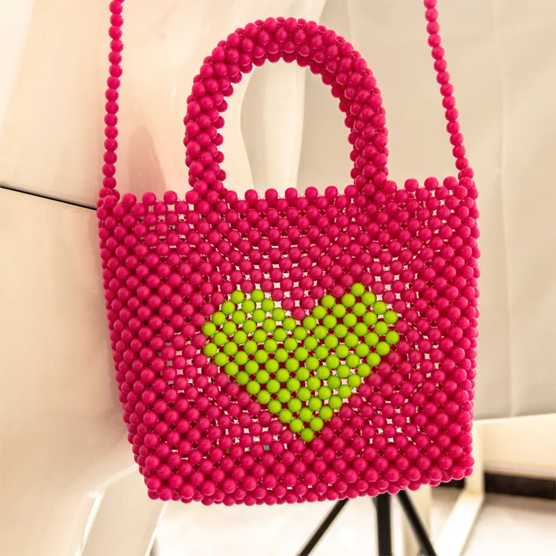 Bolso de mensajero de fiesta con diseño de corazón rojo, bolso de mano de noche de lujo, bolsos de cena con cuentas