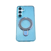 Étui de téléphone portable luxueux en TPU+PC avec design étoile, paillettes, antichoc, avec support magnétique pour S25