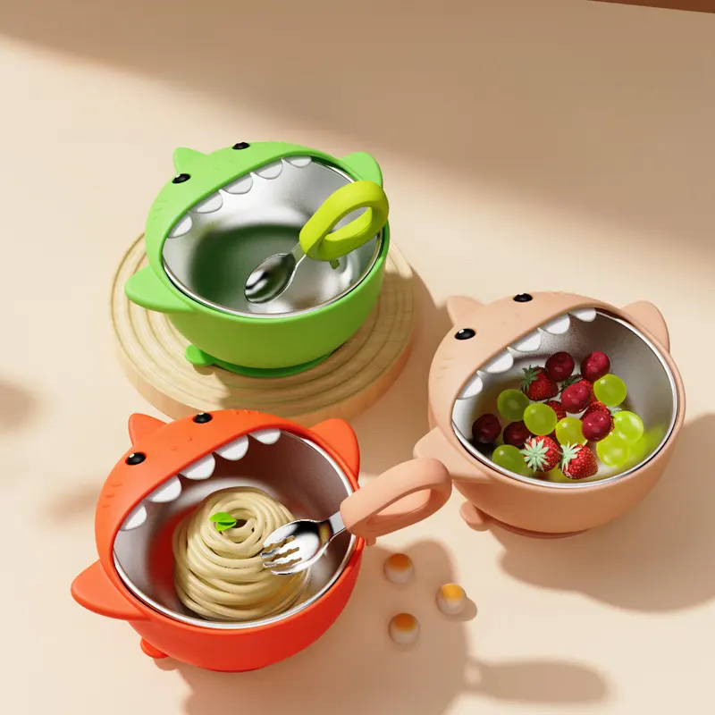 2024 New Arrival Baby Feeding Product Silicone Suction Plate Kids Dining Bowl stainless steel For Toddlers