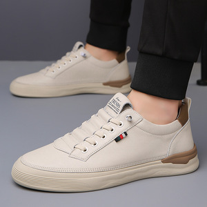 Zapatillas Blancas de Hombre de Piel con Tacón Bajo, Transpirables, para Caminar y Ocio - Product Image 4